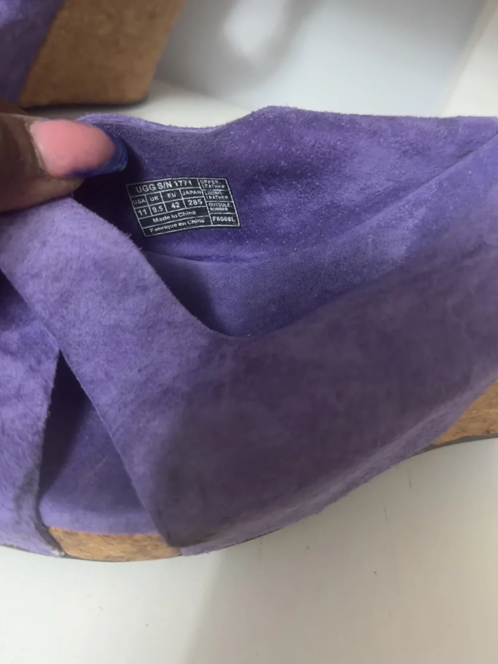 UGG Purple Suede Cork Platform Wedges
